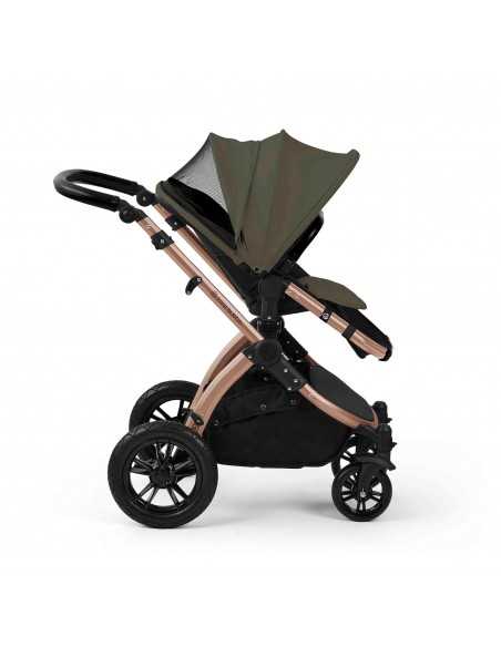 Ickle Bubba Stomp Luxe 12 Piece Travel System with i Size Nimbus Car Seat & Spin ISOFIX Base-Bronze/Woodland/Black Ickle Bubba