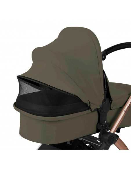 Ickle Bubba Stomp Luxe 12 Piece Travel System with i Size Nimbus Car Seat & Spin ISOFIX Base-Bronze/Woodland/Black Ickle Bubba