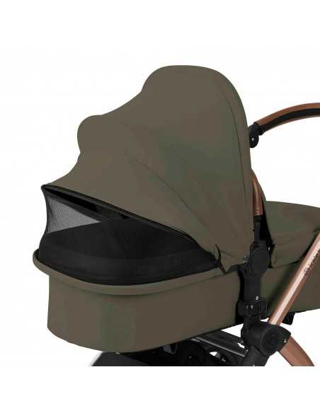 Ickle Bubba Stomp Luxe 12 Piece Travel System with i Size Nimbus Car Seat & Spin ISOFIX Base-Bronze/Woodland/Tan Ickle Bubba