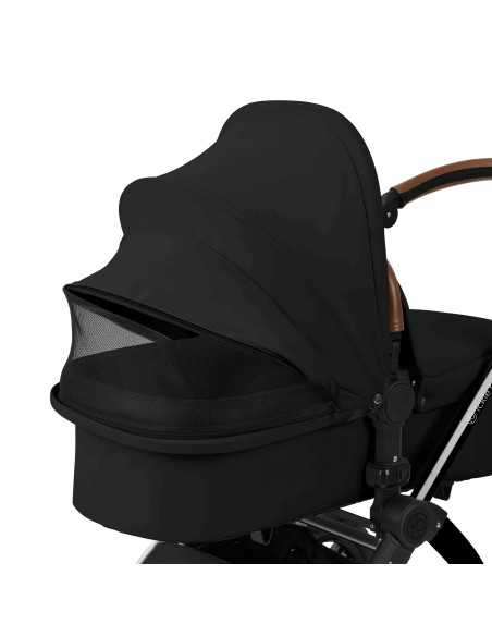 Ickle Bubba Stomp Luxe 12 Piece Travel System with i Size Nimbus Car Seat & Spin ISOFIX Base-Black/Midnight/Tan Ickle Bubba