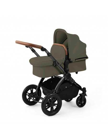 Ickle Bubba Stomp Luxe 12 Piece Travel System with i Size Nimbus Car Seat & Spin ISOFIX Base-Black / Woodland / Tan Ickle Bubba