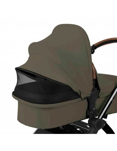 Ickle Bubba Stomp Luxe 12 Piece Travel System with i Size Nimbus Car Seat & Spin ISOFIX Base-Black / Woodland / Tan Ickle Bubba