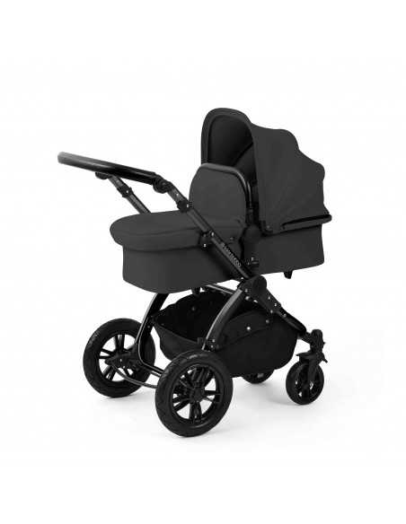 Ickle Bubba Stomp Luxe 12 Piece Travel System with i Size Nimbus Car Seat & Spin ISOFIX Base-Black / Charcoal Grey / Black Ickle Bubba