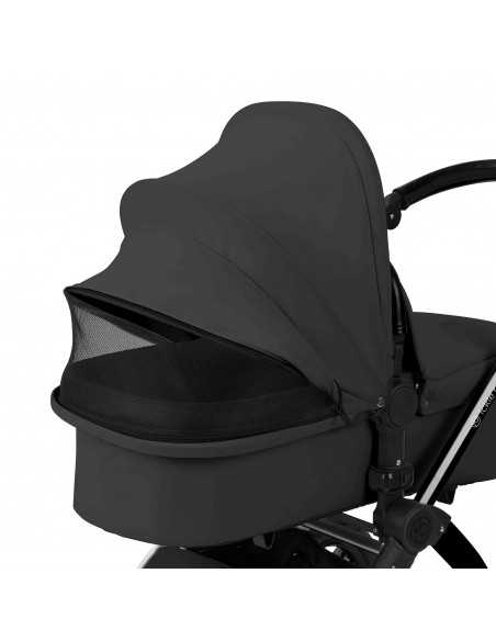 Ickle Bubba Stomp Luxe 12 Piece Travel System with i Size Nimbus Car Seat & Spin ISOFIX Base-Black / Charcoal Grey / Black Ickle Bubba