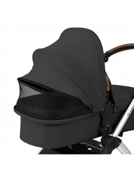 Ickle Bubba Stomp Luxe 12 Piece Travel System with i Size Nimbus Car Seat & Spin ISOFIX Base-Silver / Charcoal Grey / Tan Ickle Bubba