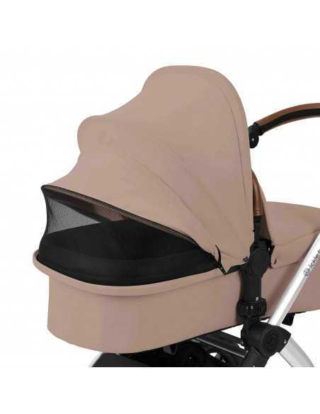 Ickle Bubba Stomp Luxe 12 Piece Travel System with i Size Nimbus Car Seat & Spin ISOFIX Base-Silver / Desert / Tan Ickle Bubba
