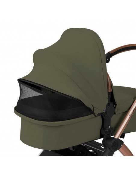 Ickle Bubba Stomp Luxe 12 Piece Travel System with Maxi Cosi Cabriofix i Size Car Seat & ISOFIX Base - Bronze / Woodland / Tan Ickle Bubba