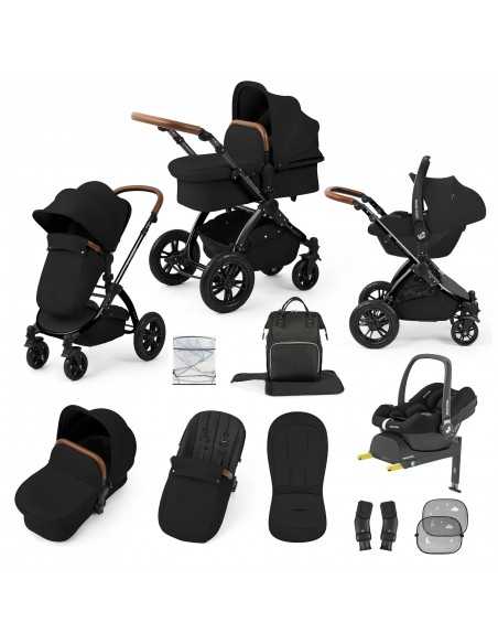Ickle Bubba Stomp Luxe 12 Piece Travel System with Maxi Cosi Cabriofix i Size Car Seat & ISOFIX Base-Black / Midnight / Tan Ickle Bubba