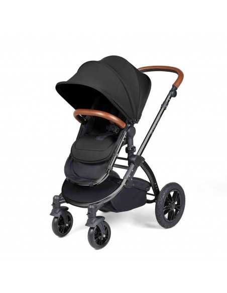Ickle Bubba Stomp Luxe 12 Piece Travel System with Maxi Cosi Cabriofix i Size Car Seat & ISOFIX Base-Black / Midnight / Tan Ickle Bubba