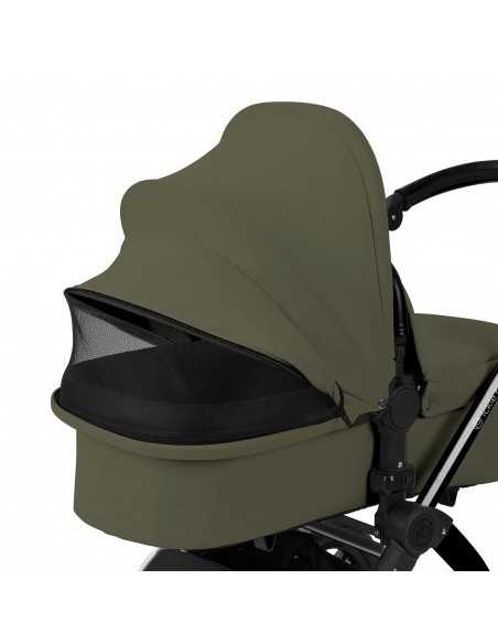 Ickle Bubba Stomp Luxe 12 Piece Travel System with Maxi Cosi Cabriofix i Size Car Seat & ISOFIX Base-Black/Woodland/Black Ickle Bubba