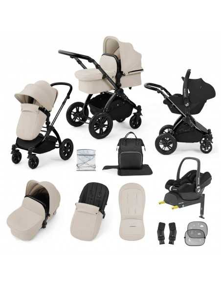 Ickle Bubba Stomp Luxe 12 Piece Travel System with Maxi Cosi Cabriofix i Size Car Seat & ISOFIX Base -Black/Stone/Black Ickle Bubba