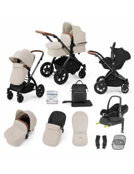 Ickle Bubba Stomp Luxe 12 Piece Travel System with Maxi Cosi Cabriofix i Size Car Seat & ISOFIX Base -Black/Stone/Tan Ickle Bubba