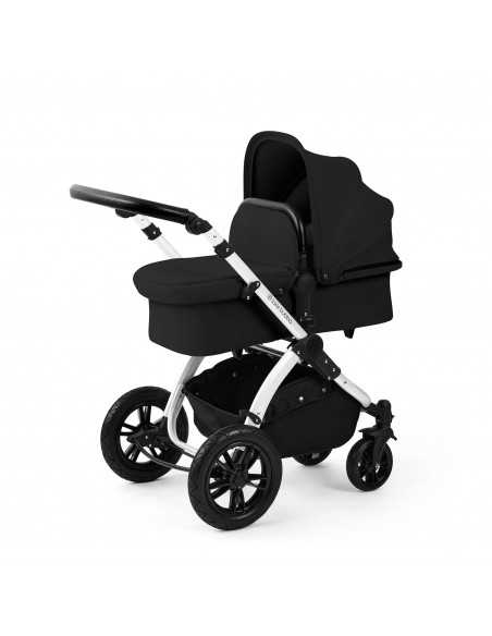 Ickle Bubba Stomp Luxe 12 Piece Travel System with Maxi Cosi Cabriofix i Size Car Seat & ISOFIX Base-Silver/Midnight/Black Ickle Bubba