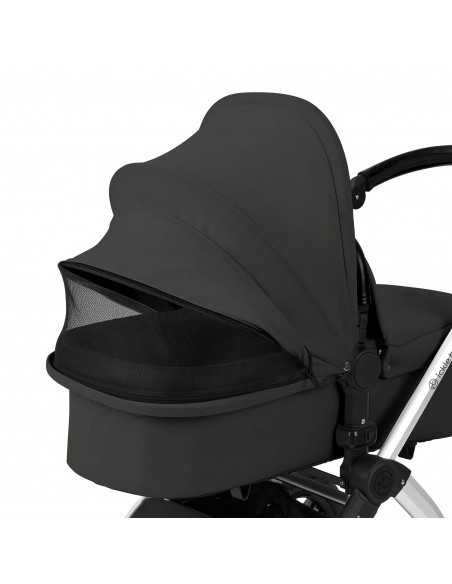 Ickle Bubba Stomp Luxe 12 Piece Travel System with Maxi Cosi Cabriofix i Size Car Seat & ISOFIX Base-Silver/Charcoal Grey/Black Ickle Bubba