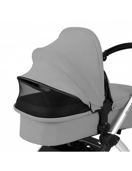 Ickle Bubba Stomp Luxe 12 Piece Travel System with Maxi Cosi Cabriofix i Size Car Seat & ISOFIX Base-Silver/Pearl Grey/Black Ickle Bubba