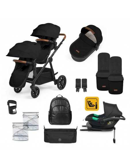 Ickle Bubba Virgo All in One Single to Double i Size Travel System with Isofix Base (Cirrus)-Black/Black/Tan Ickle Bubba