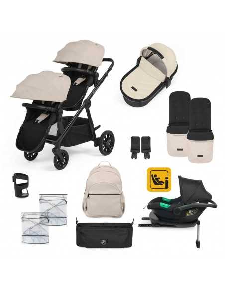 Ickle Bubba Virgo All in One Single to Double i Size Travel System with Isofix Base (Cirrus)-Black/Stone/Black Ickle Bubba