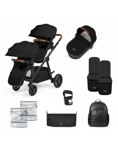Ickle Bubba Virgo 2 in 1 Single to Double Pushchair-Black/Black/Tan Ickle Bubba