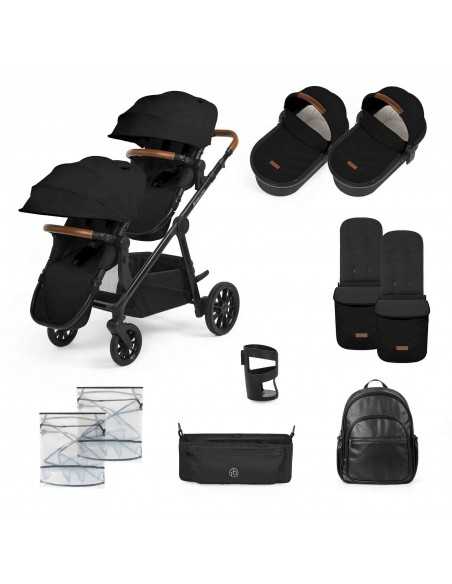 Ickle Bubba Virgo 2 in 1 Twin Pushchair-Black/Black/Tan Ickle Bubba