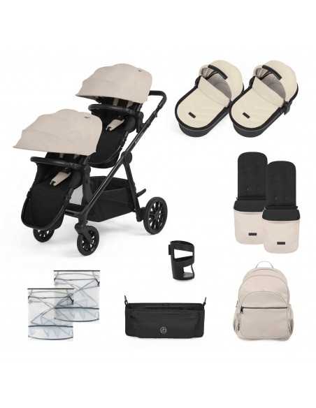 Ickle Bubba Virgo 2 in 1 Twin Pushchair-Black/Stone/Black Ickle Bubba