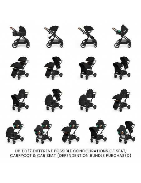 Ickle Bubba Virgo 2 in 1 Twin Pushchair-Black/Black/Tan Ickle Bubba