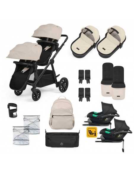 Ickle Bubba Virgo All in One Twin i Size Travel System with Isofix Base (Cirrus)-Black/Stone/Black Ickle Bubba