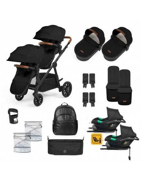 Ickle Bubba Virgo All in One Twin i Size Travel System with Isofix Base (Cirrus)-Black/Black/Tan Ickle Bubba