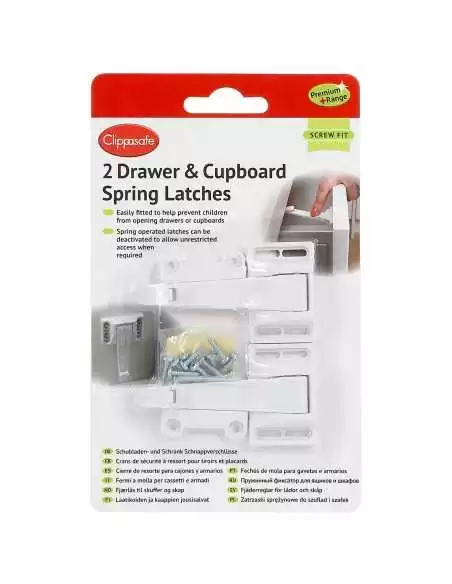 Clippasafe Drawer & Cupboard Spring Latches Premium+ Range Clippasafe