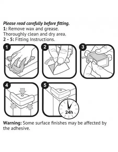 Clippasafe Home Safety Corner Cushion For Glass Tops x4 Clippasafe