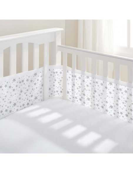 Breathable Baby Mesh Liner 4 Sided Twinkle Grey Stars Breathable Baby