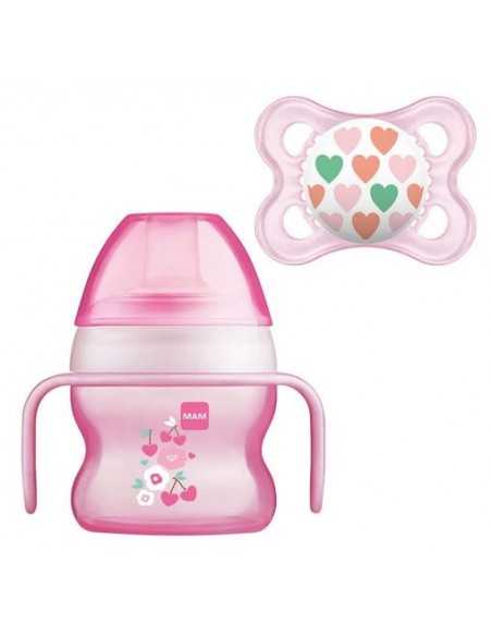 MAM Starter Cup with Soother 0+ Month-Pink MAMi
