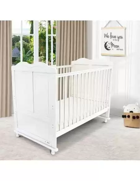 iSafe Baby Cot Bed Toddler Bed-Adam (White Including Mattress) Isafe