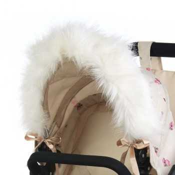 Roma Dolls Pram Hood Fur-Cream