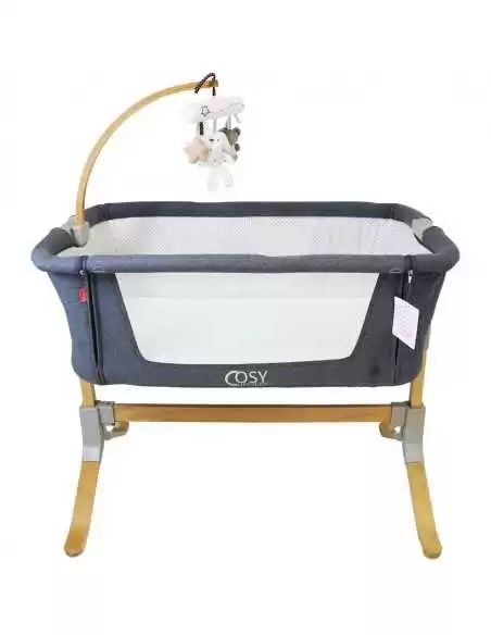 iSafe Cosy Cuddler Bedside Baby Coo Sleeping Crib-Solid Wood-Dark Grey Isafe