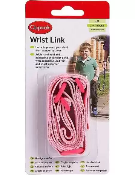 Clippasafe Harness Wrist Link-Pink Clippasafe