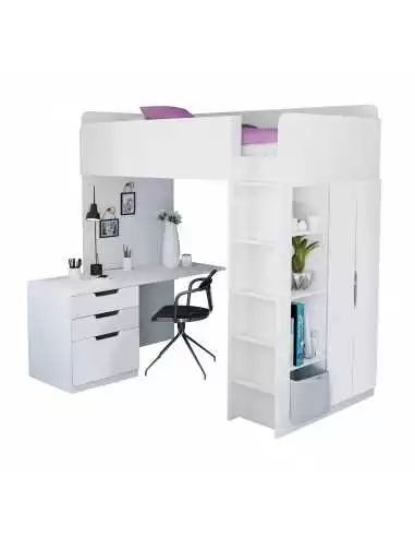 Kidsaw Kids High Sleeper Loft Bed Storage Bundle-Wardrobe Desk Bookcase