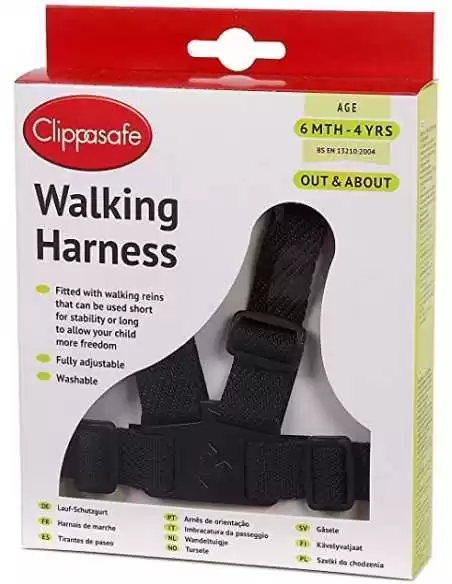 Clippasafe Walking Rein And Harness-Black Clippasafe