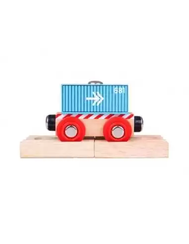 Bigjigs Rail Container Wagon-Blue
