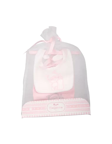 Arias Set of 2 Bibs - Pink and White
