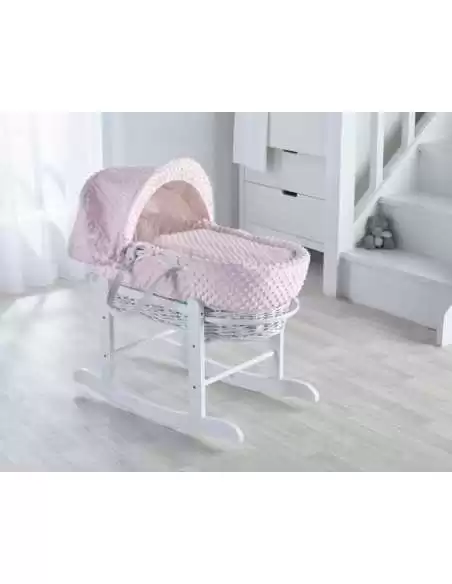 Kinder Valley Pink Dimple White Wicker Moses Basket 