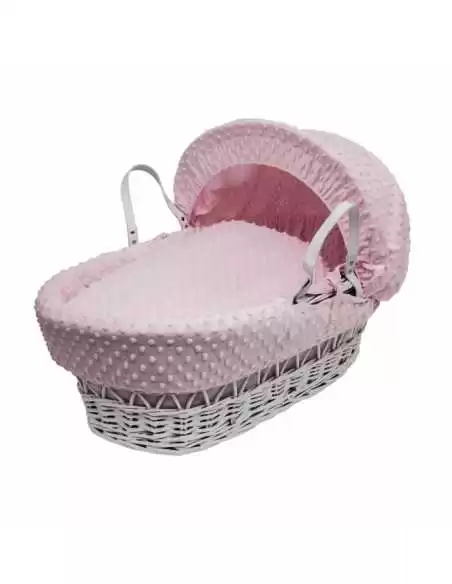 Kinder Valley Pink Dimple White Wicker Moses Basket 