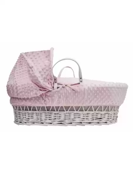 Kinder Valley Pink Dimple White Wicker Moses Basket 