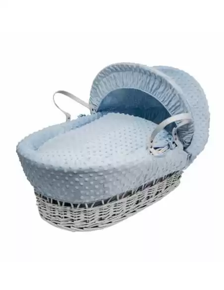 Kinder Valley Blue Dimple White Wicker Moses Basket 