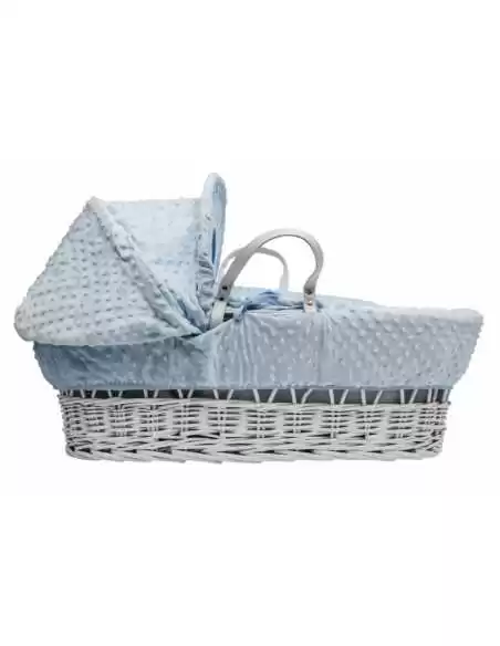 Kinder Valley Blue Dimple White Wicker Moses Basket 