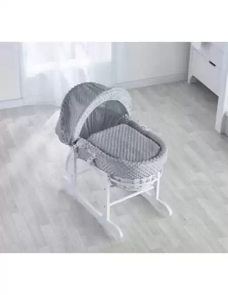 Kinder Valley Grey Dimple White Wicker Moses Basket