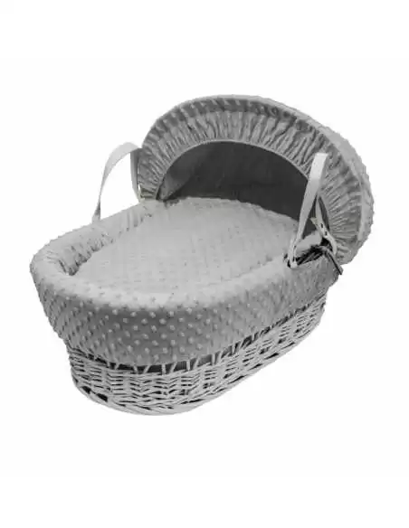 Kinder Valley Grey Dimple White Wicker Moses Basket