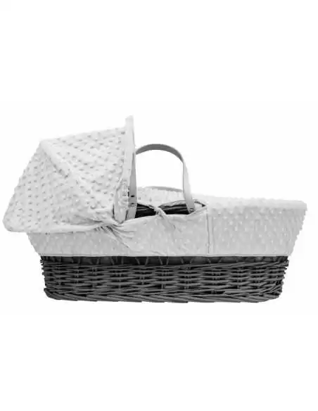 Kinder Valley White Dimple Grey Wicker Moses Basket 