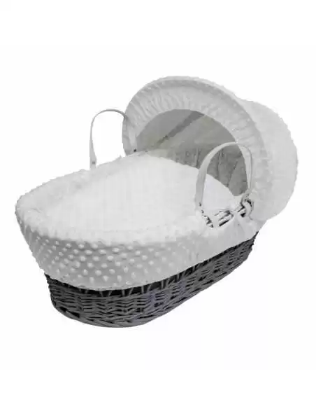 Kinder Valley White Dimple Grey Wicker Moses Basket 
