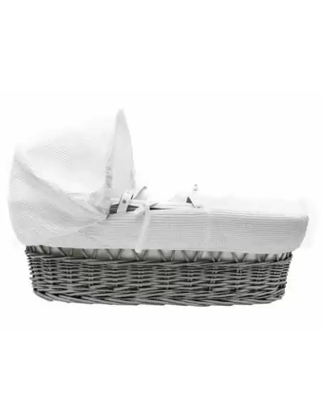 Kinder Valley White Waffle Grey Wicker Moses Basket 