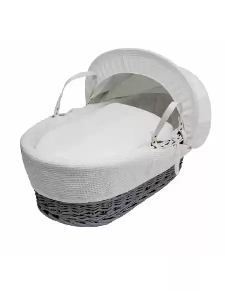 Kinder Valley White Waffle Grey Wicker Moses Basket 